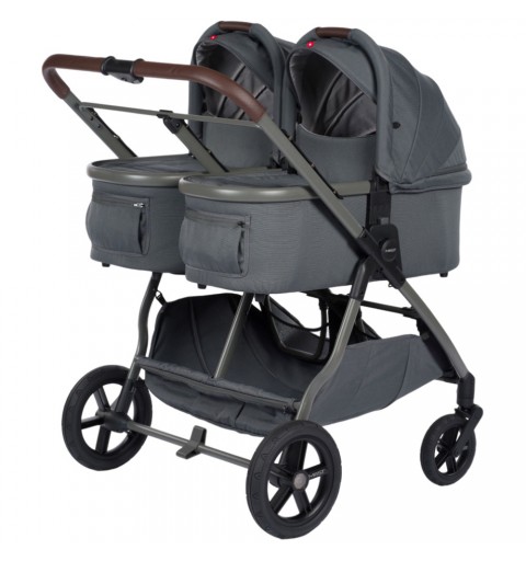 MAST Swiss Design M.Twin x  - wózek bliźniaczy, zestaw 2w1 z opcją 3w1 i 4w1 z regulacją rączki | Volcanic Ash Light